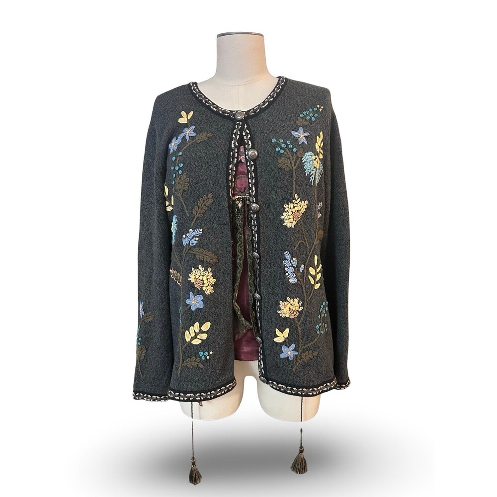 Appleseed’s Embroidered Floral Knit Cardigan